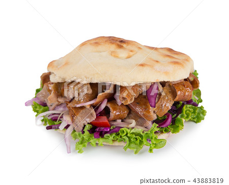 Turkish Doner Kebab Sandwich on white background. Turkish Doner Kebab Sandwich on white background. 43883819