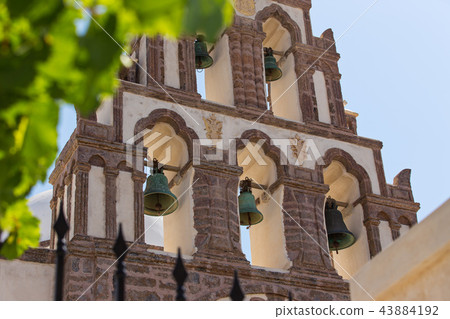 Beautiful old bells in old village Emporio on the island of Santorini in Greece. 43884192