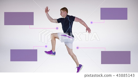 Athletic fit man with blank infographic chart panels 43885143