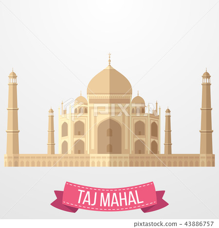 Taj Mahal Indian icon on white background Taj Mahal Indian icon on white background 43886757