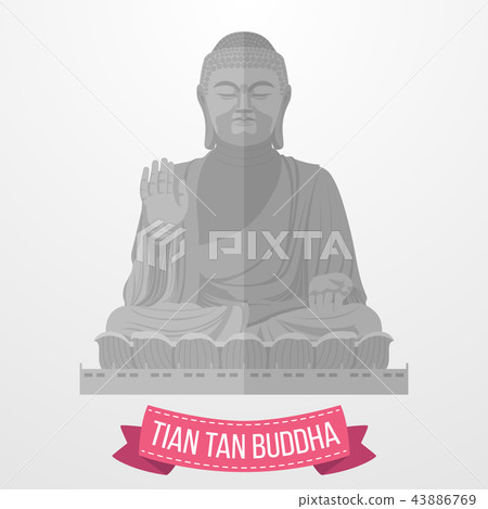 Tian Tan Buddha icon on white background 43886769