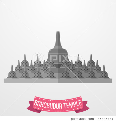 Borobudur Temple icon on white background 43886774