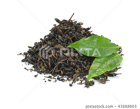 dry black tea leaves isolated on white dry black tea leaves isolated on white 43888603