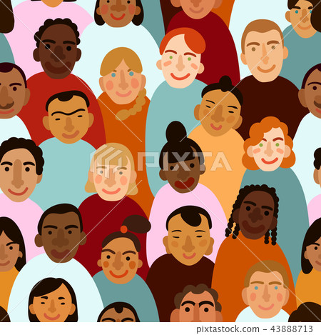 International Human Faces Seamless Pattern International Human Faces Seamless Pattern 43888713