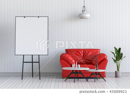 3D render Interior room and Flip Chart 43889921
