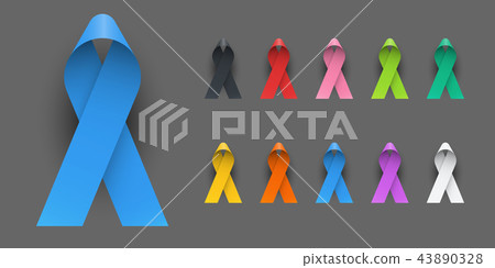 Realistic Colorful Awareness Ribbons Realistic Colorful Awareness Ribbons 43890328