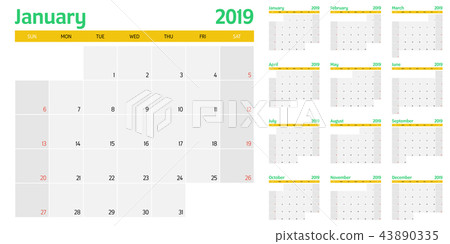 Calendar planner 2019 template 43890335