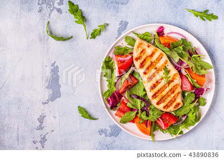 Chicken breast with fresh salad. Chicken breast with fresh salad. 43890836