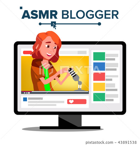 ASMR Blogger Channel Vector. Teen. Whisper. Online Live Broadcast. Isolated Illustration ASMR Blogger Channel Vector. Teen. Whisper. Online Live Broadcast. Isolated Illustration 43891538