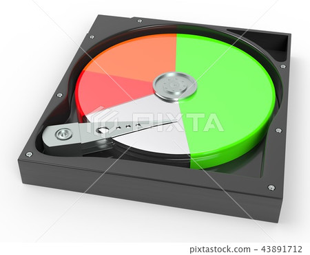 Hard disk drive inside with free and data diagram 3d illustration 43891712
