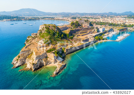 Hellenic temple and old castle at Corfu, Greece 43892027