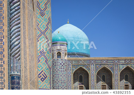 Madrasa facade in Bukhara, Uzbekistan. 43892355