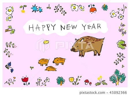 新年快樂卡就像一本圖畫書 新年快樂卡就像一本圖畫書 43892366