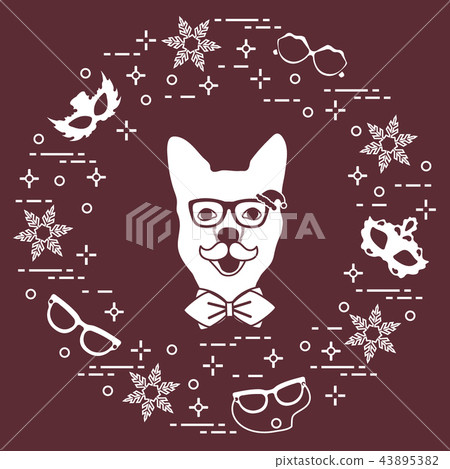 Muzzle of dog in carnival costume, masks, 43895382