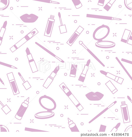 Seamless pattern of different lip make-up tools 43896478