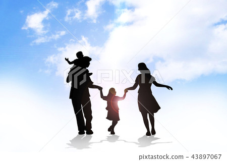 Parent and child connecting hands with light 43897067