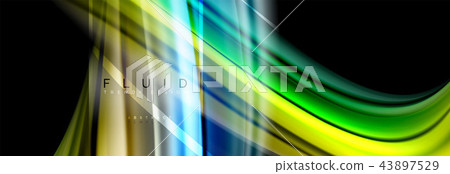 Fluid colors abstract background colorful poster, twisted liquid design on black, colorful marble or 43897529