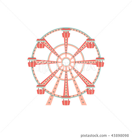 Cartoon Ferris wheel icon. Amusement park ride. 43898098