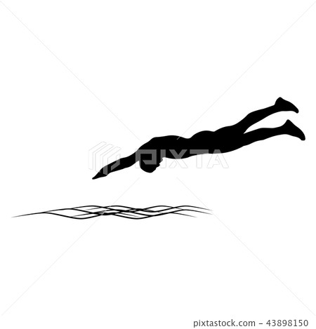 lack silhouette of athletic man jumping into the water 43898150
