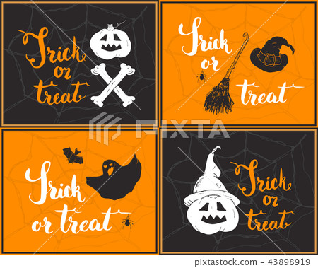 Halloween greeting cards set vector illustration. Halloween greeting cards set vector illustration. 43898919