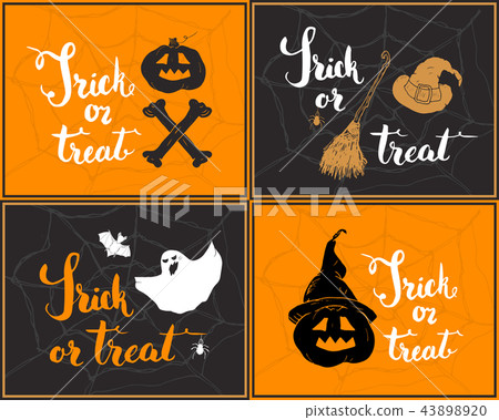Halloween greeting cards set vector illustration. Halloween greeting cards set vector illustration. 43898920