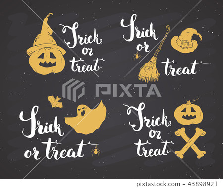 Halloween greeting cards set vector illustration. Halloween greeting cards set vector illustration. 43898921
