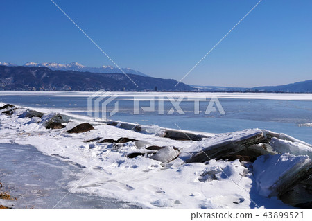 【長野縣】在“Okami Pass”出現時被凍結的Su訪湖的風景 43899521