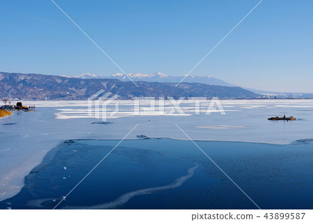 【長野縣】在“Okami Pass”出現時被凍結的Su訪湖的風景 43899587