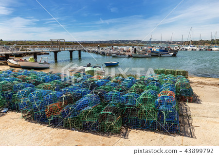 Fishing traps for fish and octopuses with views of Alvor. Portugal 43899792