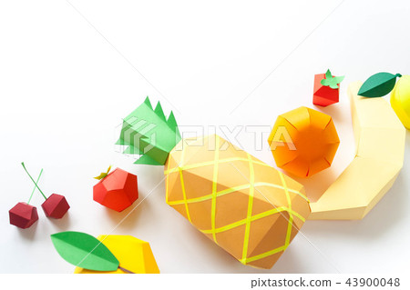 exotic fruits made of paper. Handmade paper art 43900048