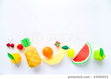 exotic fruits made of paper. Handmade paper art exotic fruits made of paper. Handmade paper art 43900053