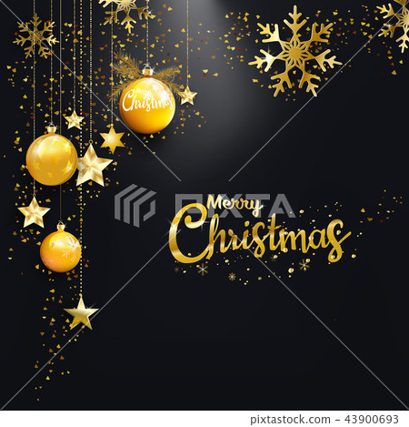 Merry Christmas Happy New Year gold Xmas glitter 43900693