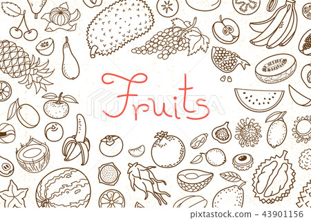Background with various fruits and an inscription for menu design, recipes and product packaging 43901156