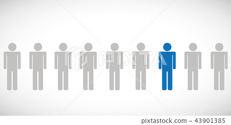 one blue individaul person between other pictogram one blue individaul person between other pictogram 43901385