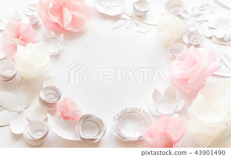white and rose paper flowers white and rose paper flowers 43901490