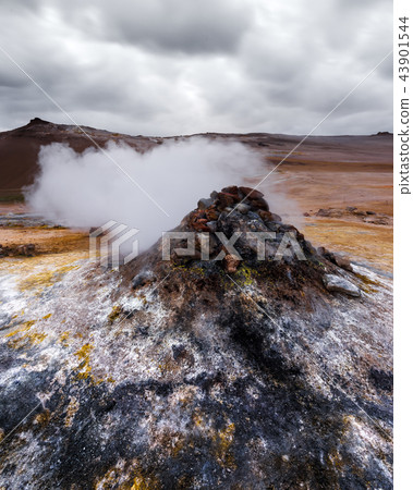Smoking fumaroles on Hverarond valley Smoking fumaroles on Hverarond valley 43901544