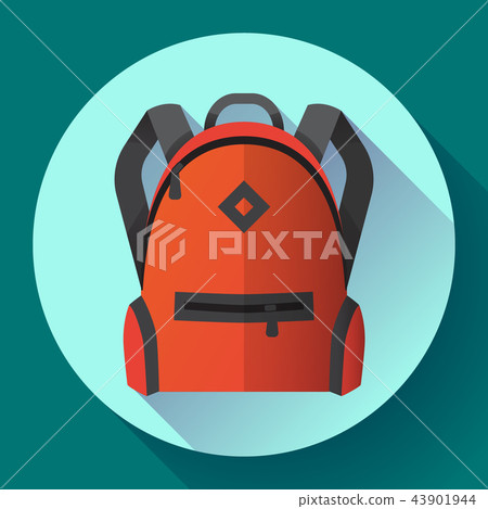 Icon of bright red school or travel backpack 43901944