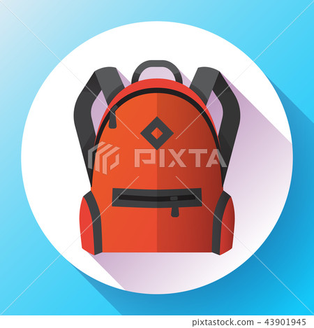 Icon of bright red school or travel backpack Icon of bright red school or travel backpack 43901945