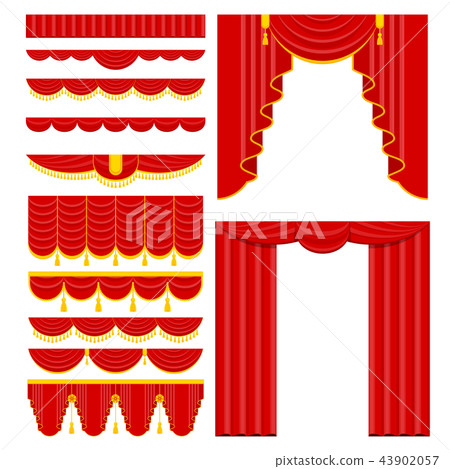 set of red theater curtain and lambrequins set of red theater curtain and lambrequins 43902057