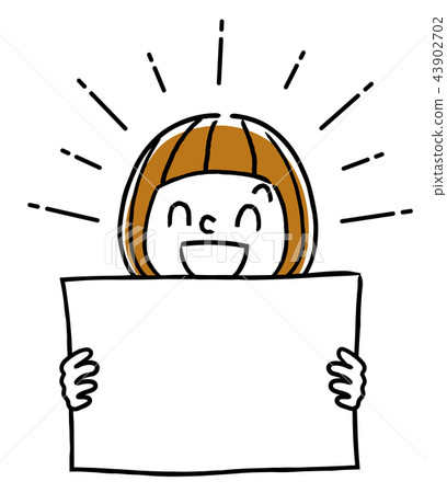 Illustration material: girl showing paper 43902702