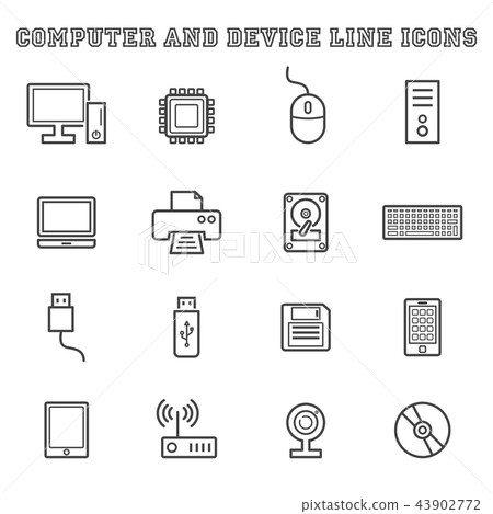 computer and device line icons 43902772