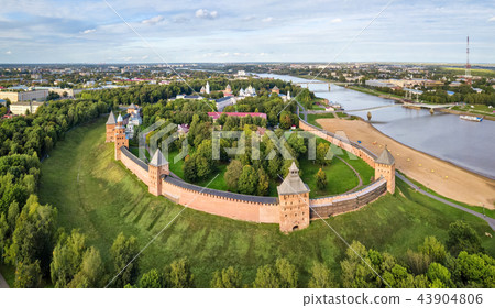 Aerial view of kremlin in Veliky Novgord Aerial view of kremlin in Veliky Novgord 43904806