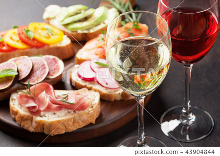 Brushetta or traditional spanish tapas Brushetta or traditional spanish tapas 43904844