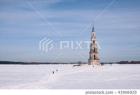 Belfry of a ruined church in the city of Kalyazin 43906920