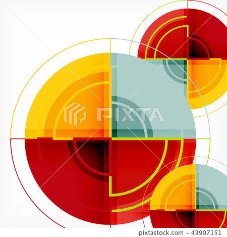 Creative circles geometric abstract background with 3d effect Creative circles geometric abstract background with 3d effect 43907151