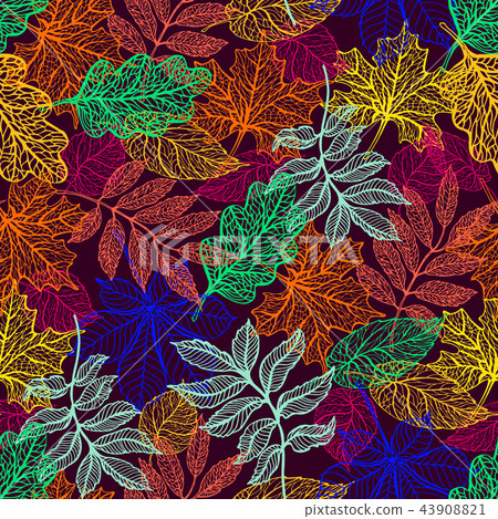Seamless background with colorful autumn leaves.  43908821
