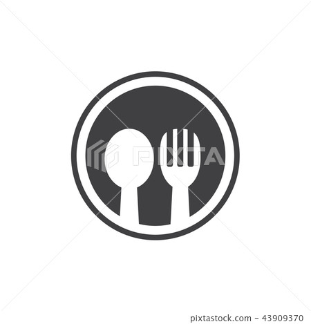 Spoon and fork Icon on white background , Vector. - Stock Illustration ...