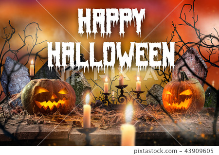Halloween pumpkins on wooden planks. Halloween pumpkins on wooden planks. 43909605