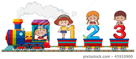 Children and number on the train Children and number on the train 43910900