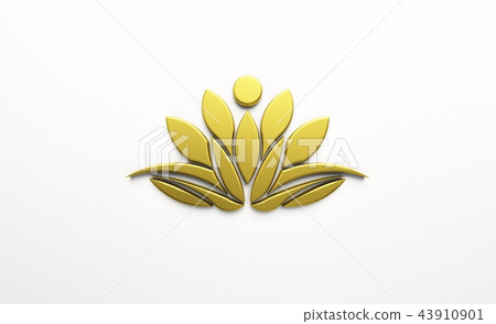 Gold Lotus Person Logo. 3D Render illustration Gold Lotus Person Logo. 3D Render illustration 43910901